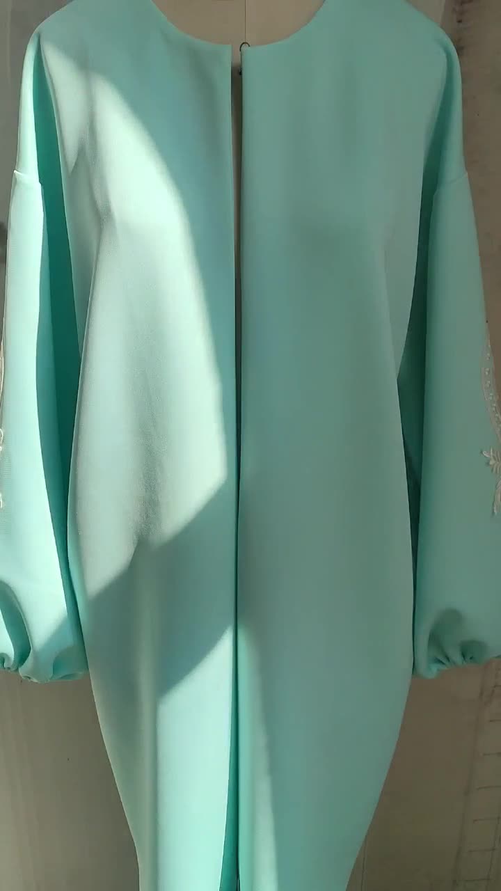 2022 Muslim New Autumn And Winter Long Sleeve Green Foreign Trade Middle East Muslim Embroidery Air Cotton Coat Women