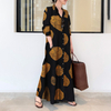 2022 Muslim Plus Size New Muslim Cotton And Linen Printing Lapel Long Sleeve Simple Loose Casual Long Shirt Dress