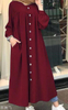 2022 Muslim dress plus size women's round neck pocket commuter casual robe shirt dress long
