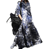 2022 Plus Size Women's Amazon Autumn Print Cotton And Linen Dress Retro Ethnic Clothes Loose Long-sleeved Large Swing Dress