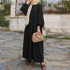 2022 Muslim Loose Casual Solid Color Round Neck Lantern Sleeve Irregular Stitching Long Sleeve Women's Dress