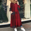 Muslim Plus Size Women's Fall Loose Dark Pattern Cotton And Linen Printing Casual Long-sleeved Retro Long Dress