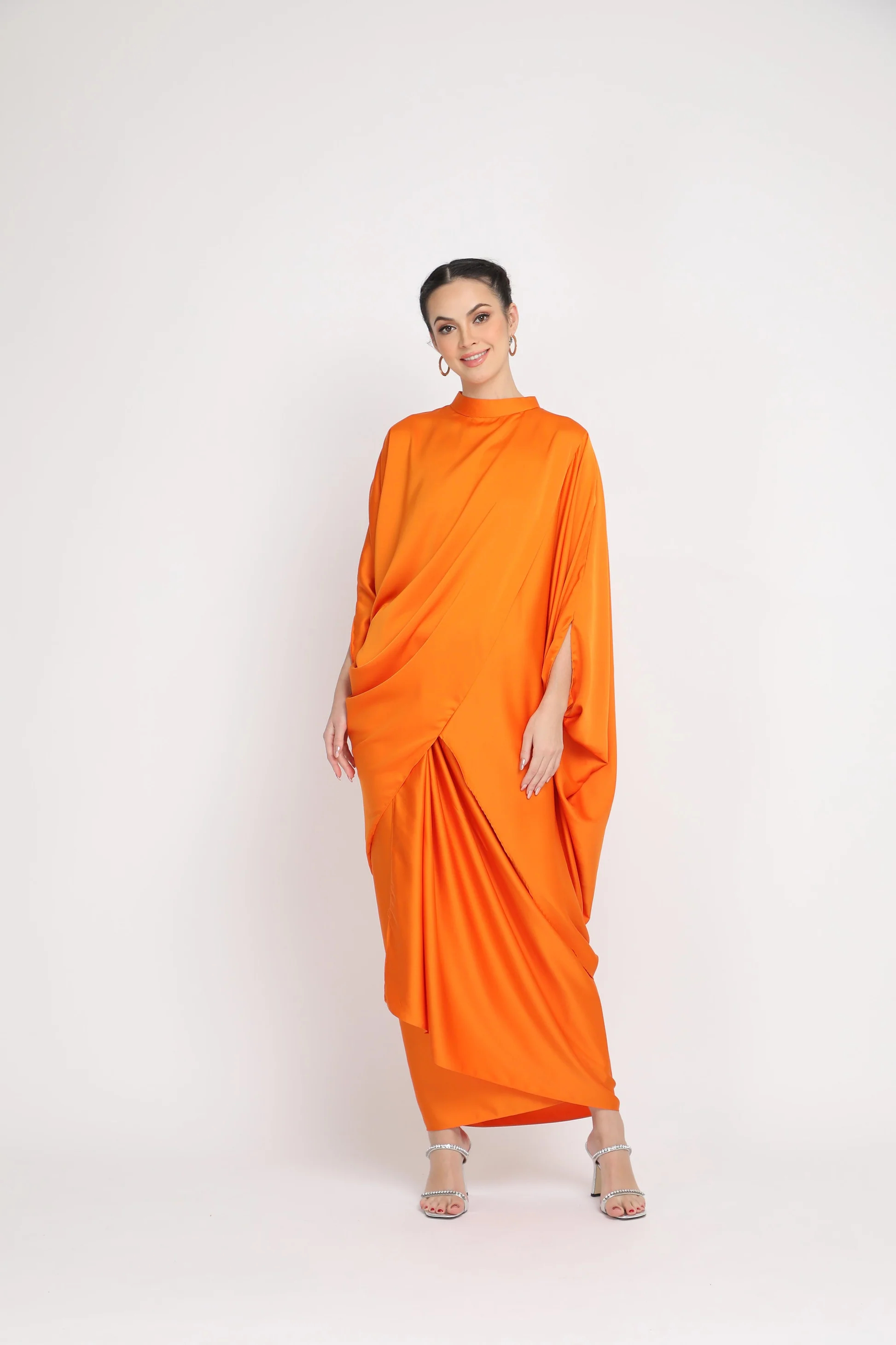 SIPO new design elegant kaftan dresses Matte Satin solid color woman dresses malaysia style kaftan 
