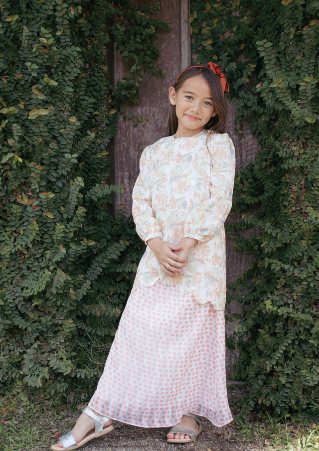 SIPO Eid Custom Malaysia Baju Kurung Kids Kurung Mini Kurung Modern Cutting Musulmane Perempuan Dress Small Puff Sleeves Modern Kurung