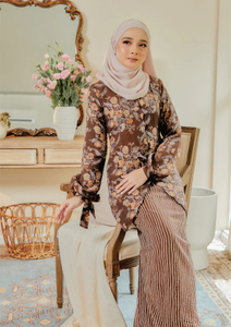 SIPO Eid Oem Malaysia kurung Muslimah Wanita Polyester Cotton floral printing Dress Modern Baju Kurung