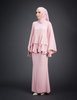 SIPO New Design Lace Round Neck Chiffon with Lining Mini Baju Kurung Malaysia Women Muslim Dress Flare Sleeve Mini Kurung