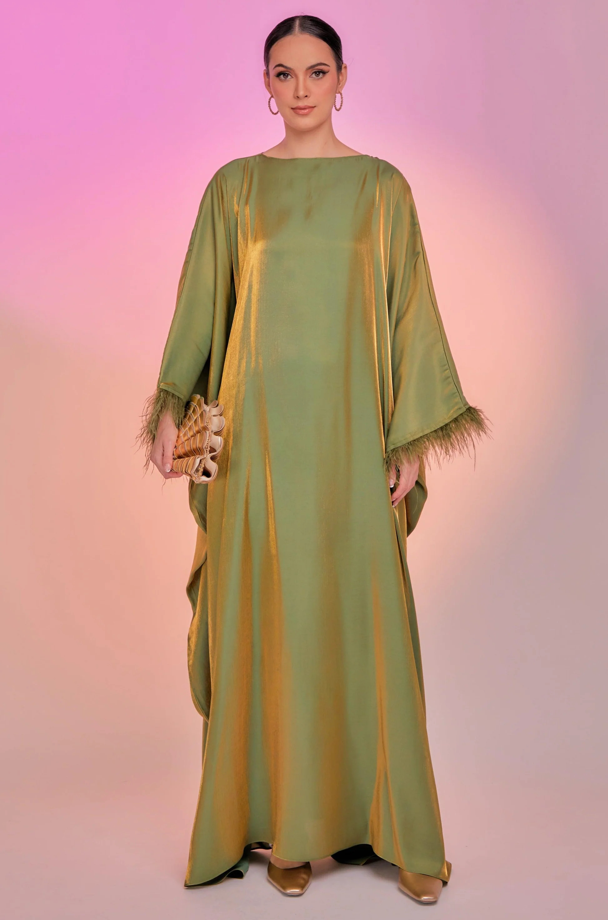Iconic Shimmer Feather Kaftan-SIPO