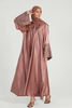 SIPO 2024 Latest Traditional Muslim Luxury Satin Closed Abaya with Embellished Lace Cuffs 