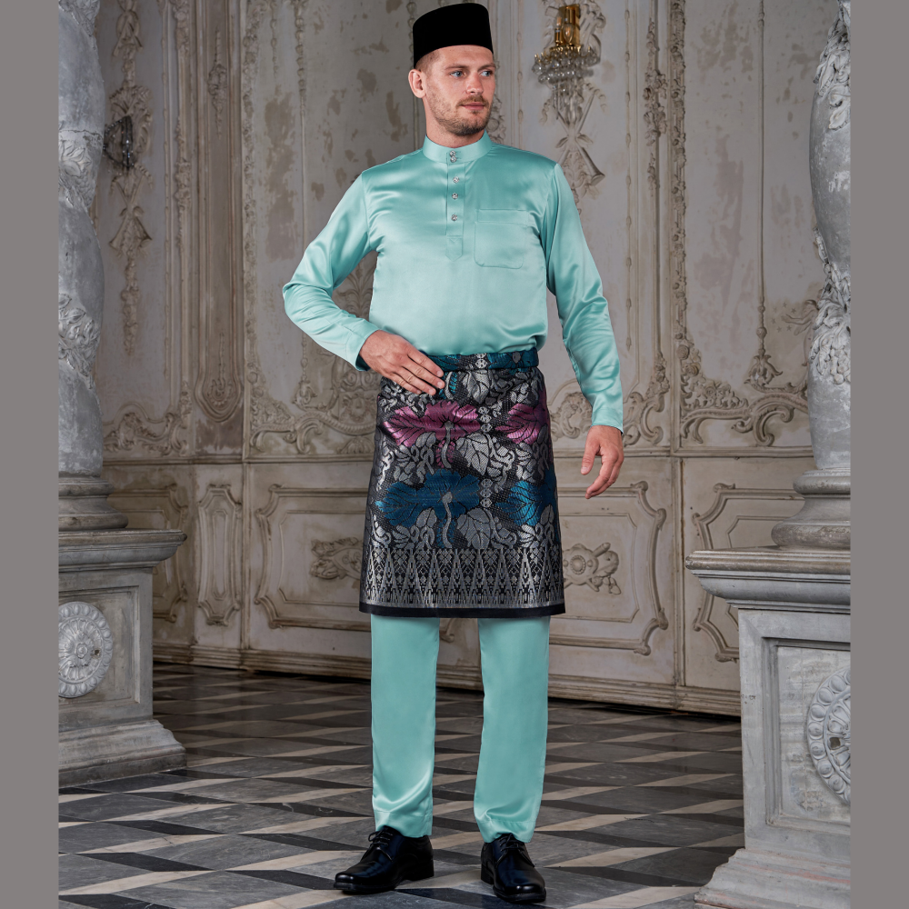Customization Baju Melayu Tailored Fit Aqua Blue