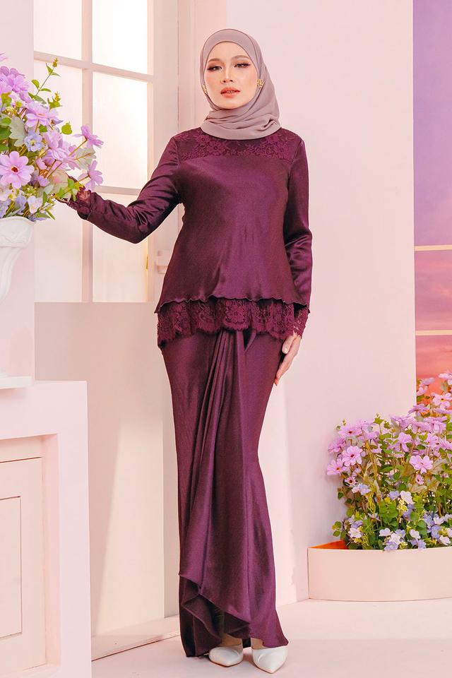 SIPO High Quality Modest Wear Malaysia Baju Kurung Mini Scallop Kurung with French Lace for Women