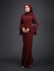 SIPO Fashionable Full-Length Pleated Baju Kurung French Lace And Patches Beaded Lace Islamic Clothing Muslim Dress