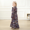 Button Ethnic Digital Printing Kid Child Modest Muslim Islamic Abaya Maxi Dress