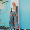 Arabic Muslim Print Abaya Kimono Floral Hijab Dresses African Women Pakistan Casual Set