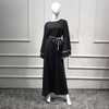 Arabic New Design Middle East Plain Color Belt Women Abaya Muslim Dresses Islamic Clothing