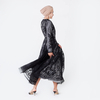 Two-Piece Double-Decker Cutting Pleated Mesh Tulle Elastic Waist Islamic Clothing Abaya
