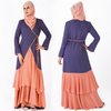 Cotton Long Sleeve Maxi Muslim Clothing Dress Abaya with Pearl Chiffon Fabric