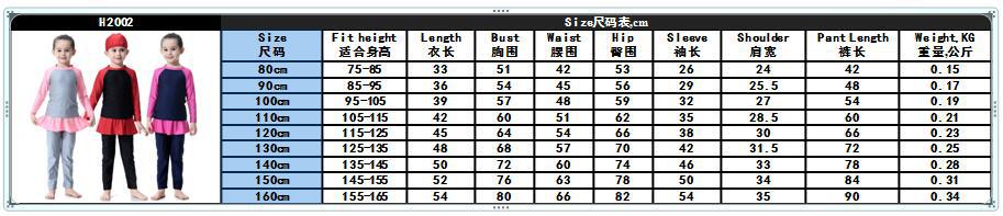 Kids Color Stitching Long Sleeve Islamic Muslim Three-Piece Swimsuit Swimwear (3)