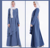 Adult Arab Abaya Moroccan Ladies Islamic Clothing layered Dress With Belt