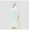 Two-Piece Double-Decker Pleated Colorful Elastic Waist Muslim Maxi Dresses Islamic Clothing
