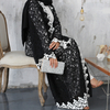 Middle East Black Lace Stitching White Lace Dubai Islamic Turkish Modest Cardigan Kimono