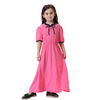 Solid Color Crew Neck Breathable High Elastic Muslim Islamic Kids Clothing Dress Girls Abaya