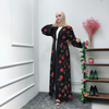 Hot Style Middle Eastern Turkey Embroidery Flower Robes Full Length Dresses Open Abaya