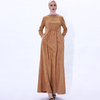 Drawstring Suede Muslim Islamic Abaya Modest Dress Maxi Dress