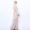 Mesh Matching Embroidery Floral Middle East Modest Open Abaya Kimono