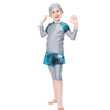 Children Conservative Color Stitching Long Sleeve Three-Piece Islamic Muslim Swimsuit Swimwear