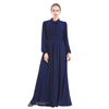High Grade Elasticized Waist And Cuff Covered Button Double Layer Chiffon Abaya Muslim Dresses
