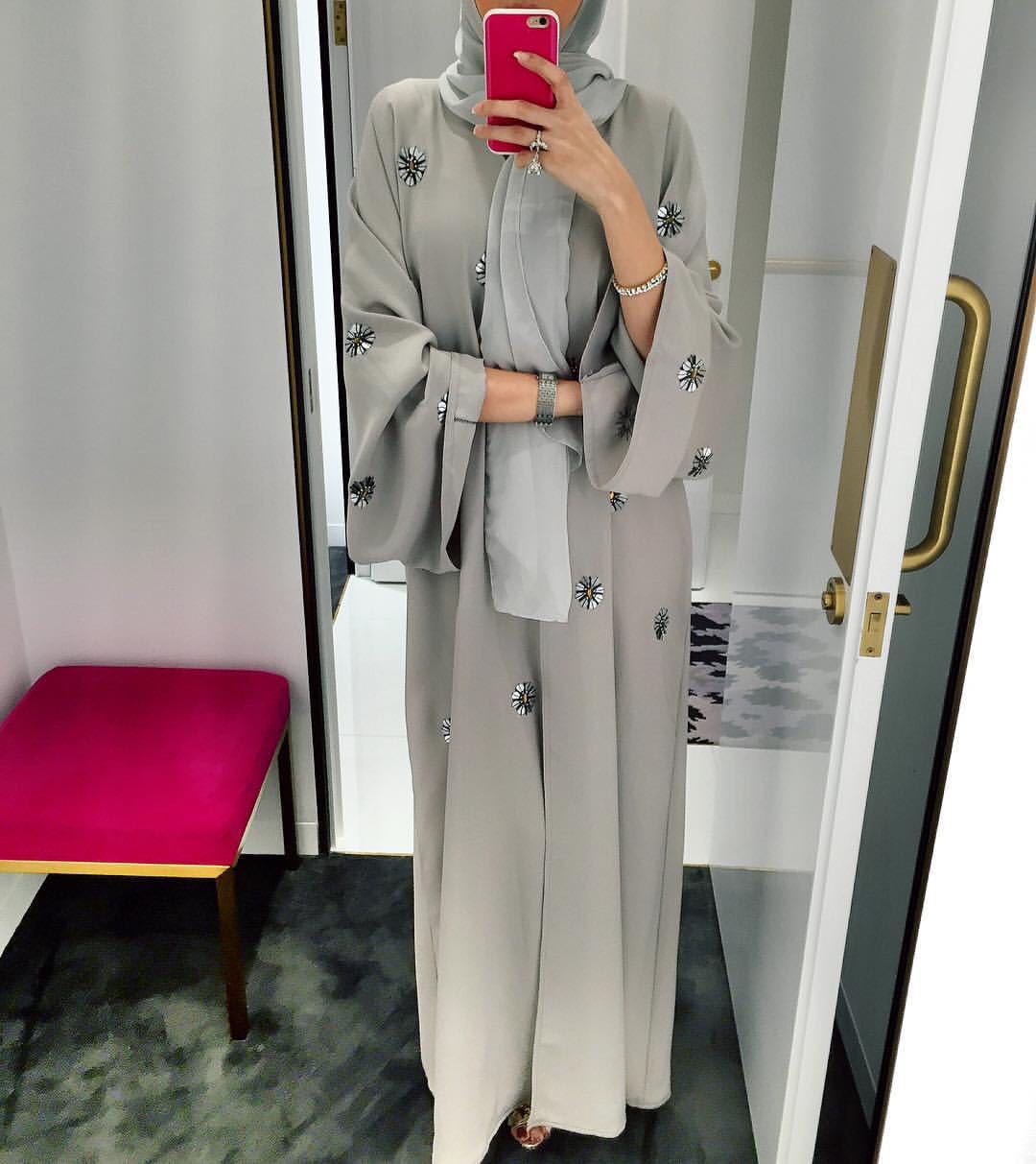New Collection Muslim Maxi Dresses Embroidery Abaya Cardigan Dubai Fashion Islamic Clothing
