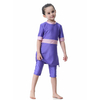 Kids Cuff Waist And Neckline Color Stitching Design Three-Piece Islamic Muslim Swimsuit Swimwear