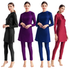 Slim Swimsuit Three-piece Conservative Large Size Pure Color Muslim Swimsuit