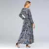 Modest Plus Size Retro Printed Dress Bohemian Muslim Islamic Abaya Maxi Dress