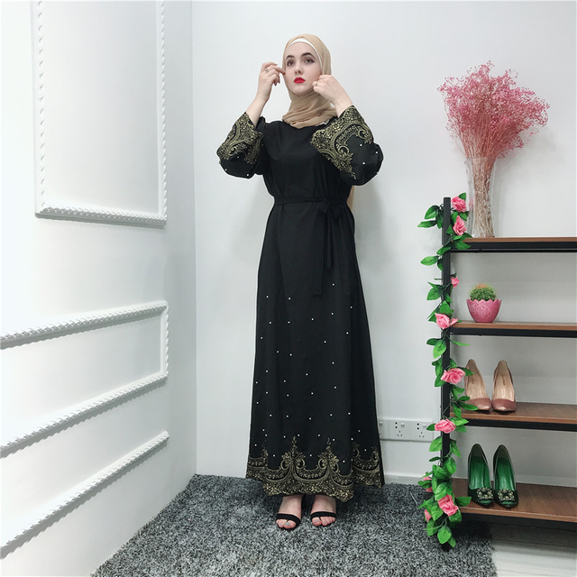 Fashion Luxury Muslim Dresses Elegant Turkey Middle East Kaftan Abaya Islamic Clothing