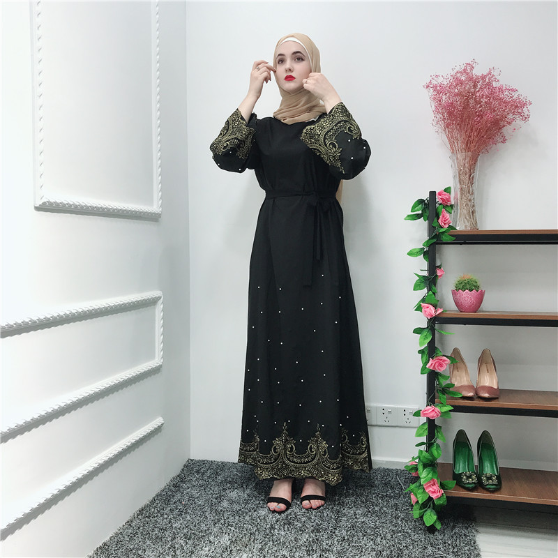 Fashion Luxury Muslim Dresses Elegant Turkey Middle East Kaftan Abaya Islamic Clothing