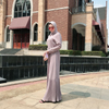Excellent Pleated High Quality Simple Design Fashion Shirt Collar Muslim Dresses Women