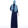 2021 Fashion Color Block Collar Muslim Modest Abaya Islamic Maxi Dress