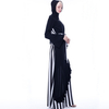 Muslim Abaya Female Color Matching Striped Flared Sleeve Lace Dress Middle East Abaya