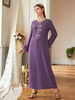 Handmade Beading V Neck Selvedge Modest Muslim Islamic Abaya Maxi Dress