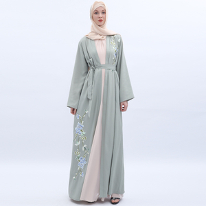 2021 Middle East Open Abaya Cardigan Skirt Applique Sequin Embroidered Cardigan Muslim
