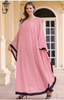 Mesh Beading Contrast Color Muslim Islamic Gown Maxi Dress Abaya