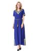 Popular Styles Breathable V-Neck Applique Short Sleeve Muslim Islamic Abaya Dresses Clothing
