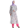 Embroidered Long Sleeve Cotton Floral Muslim 2 Piece Sets Islamic Women Clothing Baju Kurung