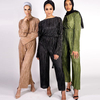 Pantalon Femme Pleated Bodysuit Macacao Feminino Islamic Muslim Bandage Rompers Women Jumpsuit