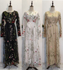 Ins Popular Mesh Floral Embroidery Modest Muslim Islamic Fashion Abaya Maxi Dress
