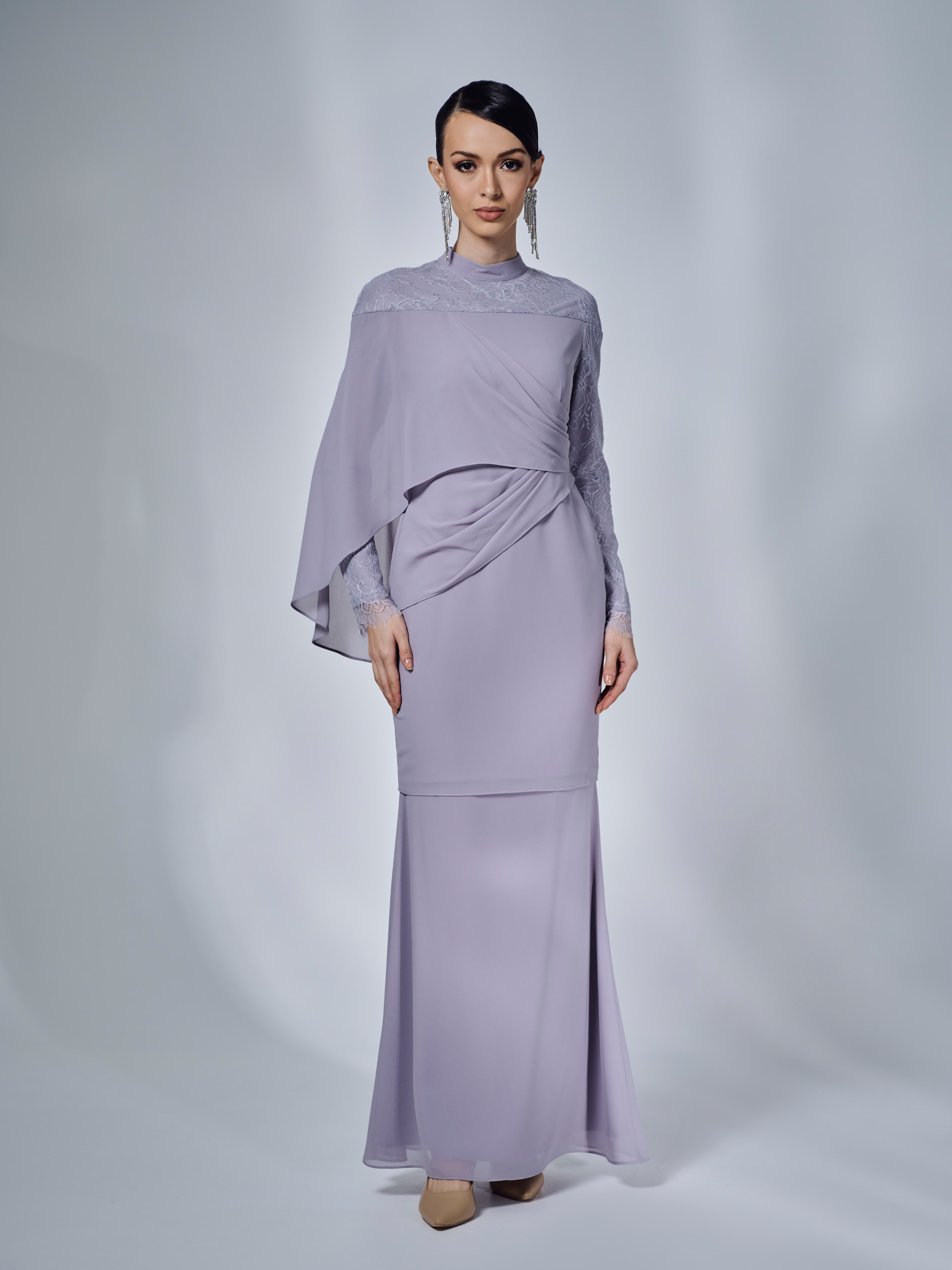 SIPO 2024 New Arrival Malaysia Traditional Baju Kurung Lace Sleeve Muslim Modern Baju Kurung Wanita Dress