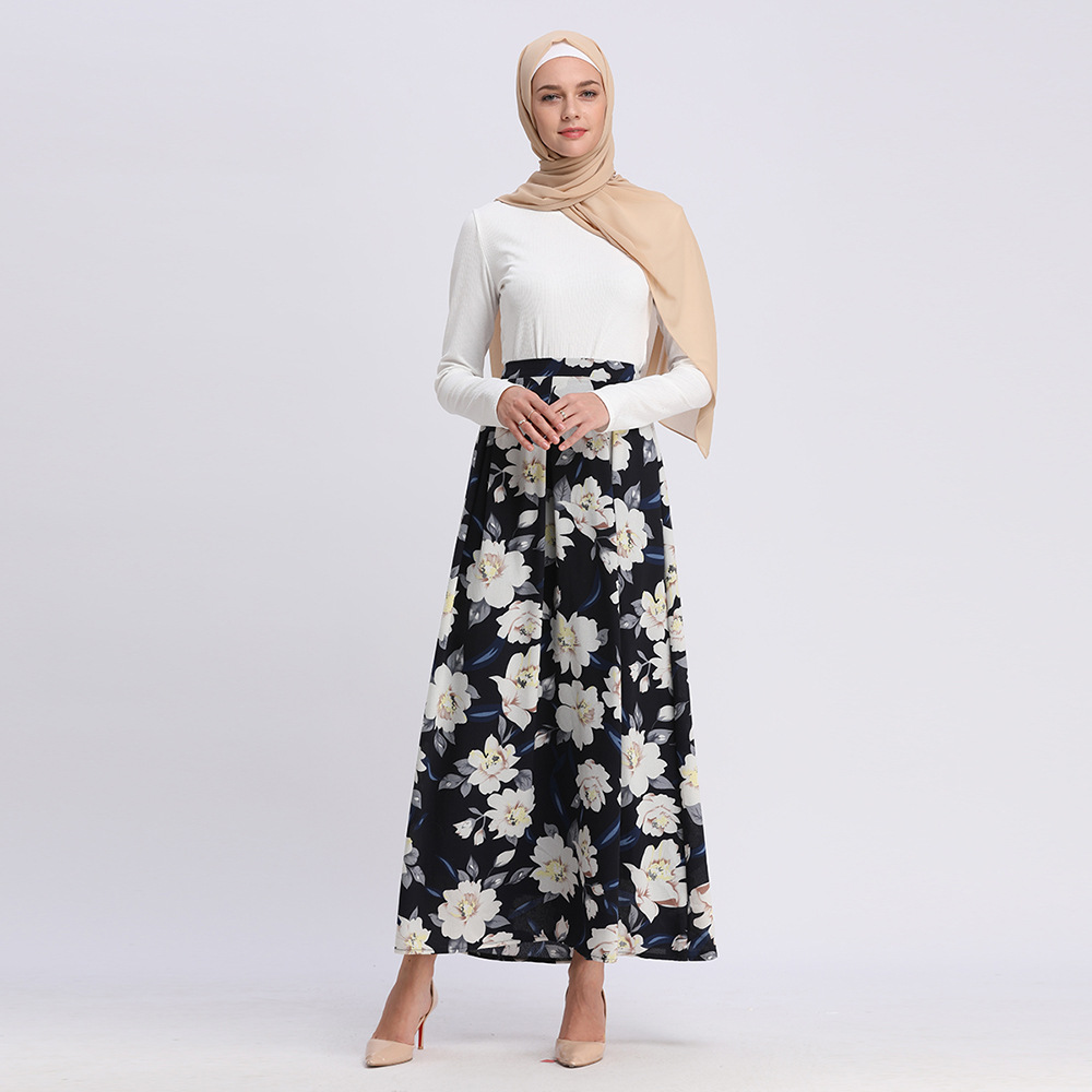 Plus Size Modern Modest Fashion Stripe New Muslim Lady Latest Design Sheath Dress Skirt
