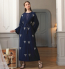  Pearl Navy Open Cardigan Robe Modest Muslimah Dubai Maxi Dresses Islamic Women's Abaya