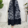 European And American Fashion Muslim Cardigan Hot Style Middle East Printing Stitching Abaya